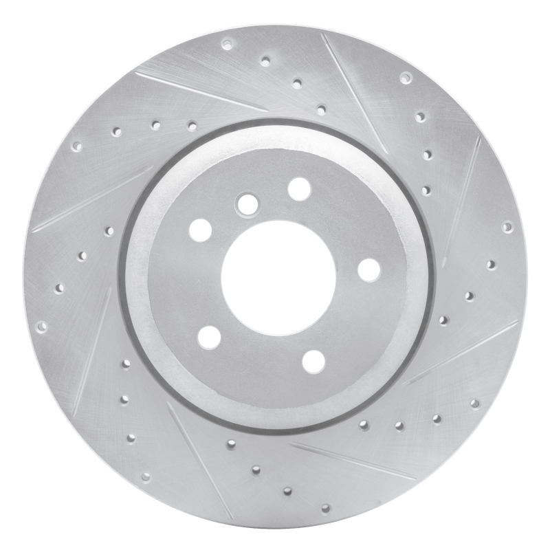 BMW 650I Brake Rotor (1) - Rear Right - R1 Concepts - Drilled & Slotted - Silver - `04-`10